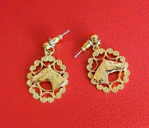 �y���������z�W���G���[�E�A�N�Z�T���[ ??�g�[��eu ? earrings with horse figureddisplayed on them ? gold tone genuine gold