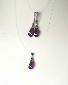 yzWG[EANZT[ AWXgXtXL[Vo[COy_gorecchini e pendente con elementi swarovski ametista e argento 925