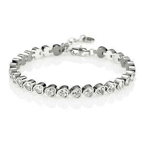 yzWG[EANZT[ i}iXeXn[gXtXL[ejXuXbgnamana in acciaio inox a forma di cuore cristalli swarovski bracciale tennis per le donne
