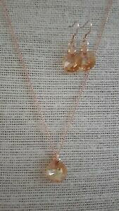 yzWG[EANZT[ lbNXCOZbgXtXL[S[fVhEy_g[YS[hdonna collana orecchini set swarovski golden shadow ciondoli rose gold filled