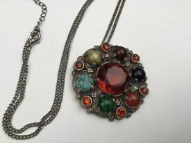 【送料無料】ジュエリー・アクセサリー ヴィンテージチェーンペンダントネックレスvintage miracolo firmato gemstone collana con pendente catena