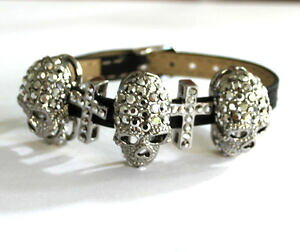 �y���������z�W���G���[�E�A�N�Z�T���[ �o�g���[�E�B���\���V���o�[�X�J���N���X�u���X���b�g�u���X���b�gbutler e wilson grande argento teschio cross cinturino bracciale nuovo