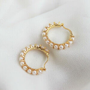 yzWG[EANZT[ u[NhINI[AWp[J`[uvPboucles doreilles creole argent 925 perle culture blanc 3mm plaque or tz4