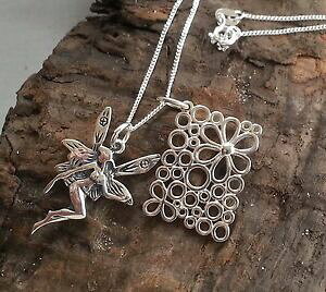 yzWG[EANZT[ X^[OVo[lbNXy_g`F[C`argento sterling collana con ciondolo a forma di fiore fata catena 18