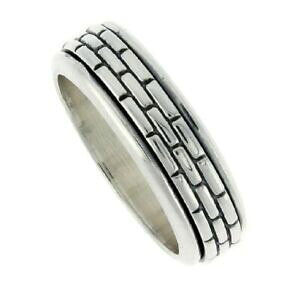 yzWG[EANZT[ `[tXsi[OVo[X^[OKartigianale argento sterling mattone con motivo centrale spinner anello