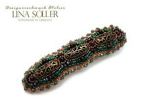 yzWG[EANZT[ i\wANXvr[YWXsX}`bgEiLbgnhChlina soller capelli fermaglio, bead embroidery, jaspis, malachit, unakit, fatto a mano