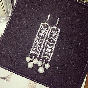 yzWG[EANZT[ COVo[lCA[fRp[EFfBOorecchini chiodo argentato rettangolo arte deco perle matrimonio filigrana p1