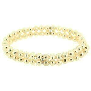 yzWG[EANZT[ gbNtoc sbiancato bianco sferica acque dolci coltivate perle due fila elasticizzato