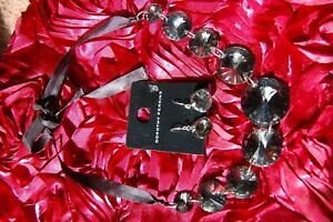 yzWG[EANZT[ ?~[~[KXp[ubN{WG[COZbg? nuovo retro specchio perle di vetro su nastro nero amp; orecchino bigiotteria set