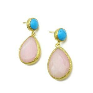 yzWG[EANZT[ ACXWRCYAK^Z~vVXWFXg[COS[hnhbLaylas jturquoise, agata semi preziose gemstone orecchini 21ct placcato oroh