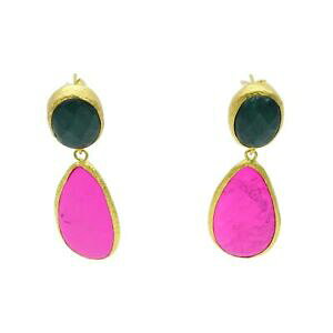 yzWG[EANZT[ ACXAK^nECgZ~vVXWFXg[COS[hbLaylas agata, howlite semi preziosi gemstone orecchini 21ct gold plated fatto a mano