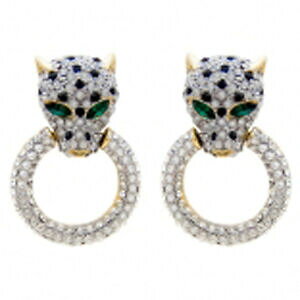 �y���������z�W���G���[�E�A�N�Z�T���[ �o�g���[�E�B���\���N���X�^�����I�p�[�h�w�b�h�����O�C�������O�S�[���h�g�[��butler and wilson medie trasparenti cristallo leopardo testa anello orecchini tono or