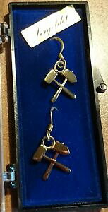 yzWG[EANZT[ Nu}Ci[YCOorecchini dorato minerario con mazze amp; ferro miniera minatori nuovo libero di spedizione