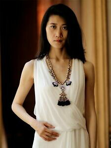 yzWG[EANZT[ lbNXtW^bZNXV[gubNp[^bNIWicollana frangia tassel sta foglio nero perle metallico retro originale jcr 6