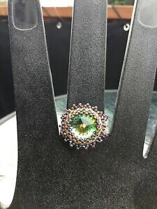 �y���������z�W���G���[�E�A�N�Z�T���[ �X�����t�X�L�[�N���X�^�������O�r�[�Yswarovski crystal anello fatto a mano con perline