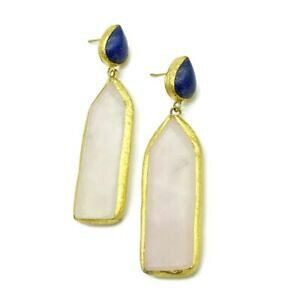 yzWG[EANZT[ ACXYZ~vVXsNNH[cCOaylas lapis lazulli, quarzo rosa semi preziosi gemstone orecchini 21ct gold pla