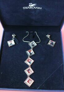 yzWG[EANZT[ XtXL[lbNXCOXNGAZbg~[genuine swarovski collana e orecchini set quadrati effetto a specchio
