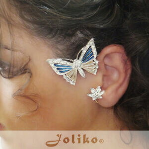 yzWG[EANZT[ WRVo[I[NCOVo[C[Jt[o^tCjoliko argento ohrklemme orecchini silver ear cuff emaillie farfalla destra