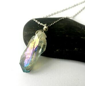 �y���������z�W���G���[�E�A�N�Z�T���[ �I�[���X�^���N�H�[�c�l�b�N���X�X�^�[�����O�V���o�[�y���_���graw aura cristallo quarzo collana con pendente in argento sterling