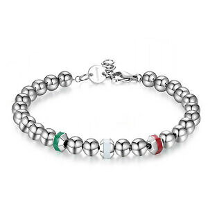 �y���������z�W���G���[�E�A�N�Z�T���[ �u���X�E�F�C�u���X���b�g�X�`�[��brosway, bracciale dice uomo, in acciaio con sfere e tricolore bltd04 nuovo