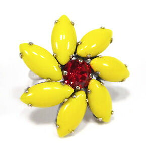 yzWG[EANZT[ ROt[{w~AKXVsoho R anello flora bohemia vetro 1960er anni lucidata cristalli siam rosso giallo