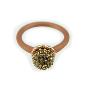 �y���������z�W���G���[�E�A�N�Z�T���[ �N���E���X�����Ole corone anello bollicine marrone castone argento dorato gambo marrone