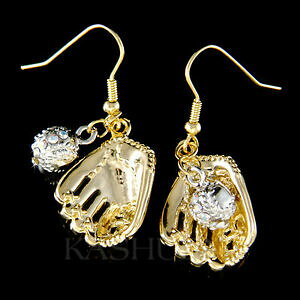 yzWG[EANZT[ \tg{[O[u`[X|[cCXtXL[NX^S[hCObaseball softball ~ guanto squadra sport in swarovski cristallo oro p orecchini