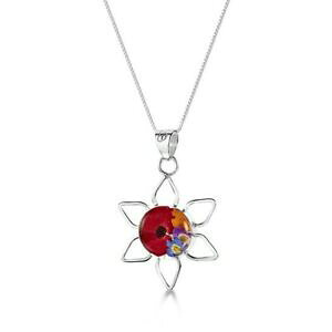 yzWG[EANZT[ Vo[X^[OnhChlbNXAt[Y|s[o^C925 argento sterling collana fatto a mano fiori veri poppy valentine regalo