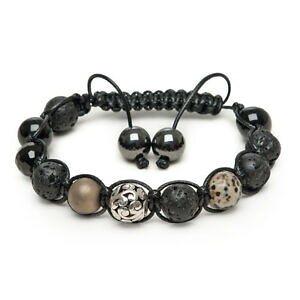 �y���������z�W���G���[�E�A�N�Z�T���[ �[�u���f���X�u���b�N�����@�I�[�j�L�X�V���o�[�J���}�_���}�`�A�W���X�p�[�u���X���b�gzebredellas nera lava onice argento karma dalmata jasper gemstone bracciale