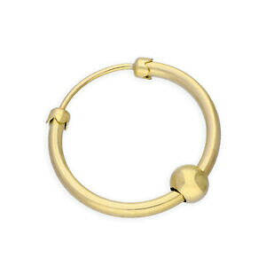 【送料無料】ジュエリー・アクセサリー ゴールドイエローユニークフープイヤリングボールプレーンreal 375 9ct oro giallo 18mm spessore orecchino a cerchio unico w ball plain tutti i giorni