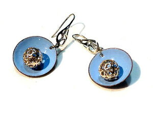 yzWG[EANZT[ rW[u[NhCG}CNVFGp[tBOAAWbijou boucles doreilles emaillees crochet et perle filigrane en argent 925