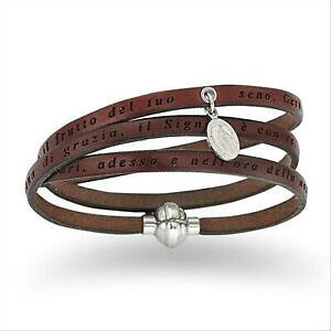 yzWG[EANZT[ }hiy_g}OlbgN[W[A[uEU[uXbgbracciale in pelle marrone amen acamit05 con pendente madonna e chiusura magnet