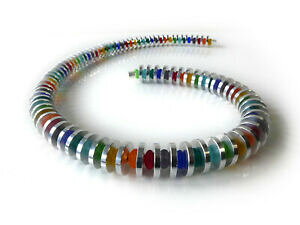yzWG[EANZT[ VC??A~XeXX`[KXlbNXJ[`F[Vo[TCa sign ?? shine alluminio amp; vetri in acciaio inox collanacatena coloratoargento