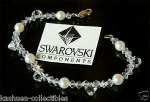 yzWG[EANZT[ XtXL[NX^uChVo[X^[OuXbgp[acque dolci perle in swarovski cristallo sposa argento sterling bracciale nuovo