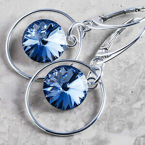 yzWG[EANZT[ Vo[X^[OCgTt@CAXtXL[NX^t[vCOR925 argento sterling orecchini cerchio cristalli light sapphire swarovski da R ae32
