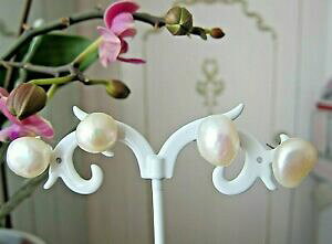 yzWG[EANZT[ O[gi`zCgp[obNCO{^y_ggrande bianco naturale perla barocca orecchini pendenti a bottone 10 13 mm