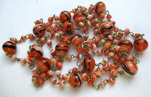yzWG[EANZT[ OhRA[\eB[N[[yhF[IWFrW[Be[Wgrand collier sautoir 1,2 m couleur or perles de verre orange bijou vintage 5040