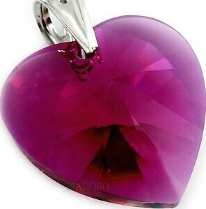 【送料無料】ジュエリー・アクセサリー スワロフスキークリスタルハートフクシアスターリングシルバーネックレスcristalli swarovski * fucsia cuore * collana argento sterling certificato fatto a mano