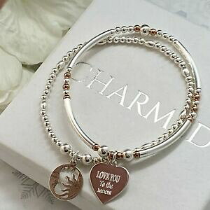 yzWG[EANZT[ Vo[X^[OXgb`X^bLOuXbgS[h[Yn[guargento sterling stretch impilamento braccialetto riempito oro rosa cuore amore moo