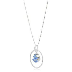 yzWG[EANZT[ X^[OVo[lbNX}}argento sterling collana con i fiori veri fatti a mano forget me not mamme giorno regalo