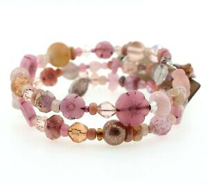 �y���������z�W���G���[�E�A�N�Z�T���[ �A�[�e�B�U���I�[�I�[�N�K���X�t�����[�r�[�Y���b�v�_�X�e�B�u���X���b�g�s���N�T�e���V�[�G���O���[�u���x��artisan ooak in vetro fiore perline wrap braccia