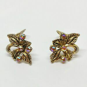 yzWG[EANZT[ Be[WNbvCOI[{AXCXg[A[k[{[orecchini a clip con vintage aurora boreale ab strass art nouveau foglia