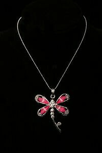 yzWG[EANZT[ [YEBYXgXg{lbNXnuovo di zecca hand made rosa con strass libellula collana