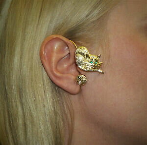 yzWG[EANZT[ WRI[NC[JtLbg~ILbg`bgS[hCOorecchini joliko ohrklemme ear cuff gatto miao gatta cat chat oro pl destra