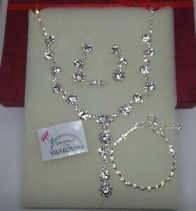 yzWG[EANZT[ ZbgCOlbNXOuXbgVo[AXtXL[NX^set orecchini collana anello bracciale argento 925 cristalli swarovski veri