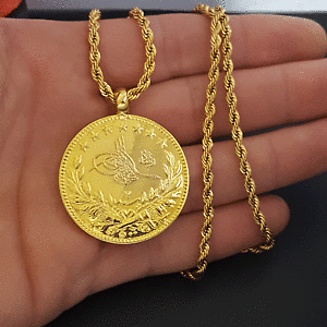 yzWG[EANZT[ TbgAeBgDOAeBWVA[AeBJv}IX}resat altin tugra altin zincir oro moneta catena 22 ayar altin kaplama osmanli