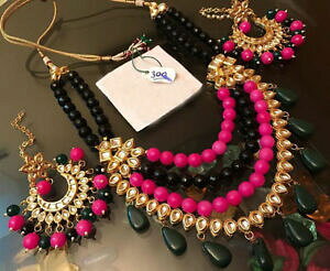 yzWG[EANZT[ {EbhfUCJ[S[hN_lbNXbollywood design color oro kundan sposa matrimonio tradizionale donna collana