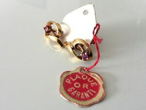 【送料無料】ジュエリー・アクセサリー ブークルドライトハイライトプラークサーティーズドルビライトヴィンテージオールドニューboucle doreille clou plaque or serties de rubilite vintage 80 neufold