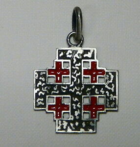 yzWG[EANZT[ GTOhNXo[jbVVo[y_gX^[OVo[Gigrande croce di gerumme ciondolo argento brunito e smalto sterling silver