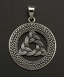 yzWG[EANZT[ mbgy_gPggPg\bhVo[ciondolo nodo, celtico triquetra argento massiccio 925 6g k21 25841